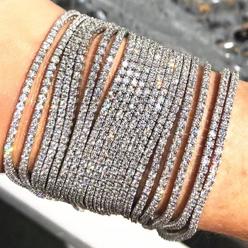 

UILZ 3mm High Qulaity Copper Cubic Zirconia Tennis Bracelet CZ stone Crystal 1 Row Chain Link Bracelet Fashion Hip hop Jewelry