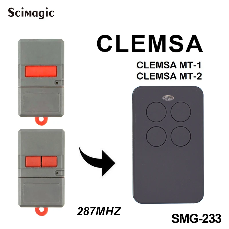 

Remote garage CLEMSA MT-1 MT-2 CLEMSA MUTAN CODE MASTERCODE MV1 MV12 MV123 garage door remote control 433mhz 287mhz rolling code