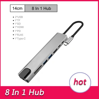 

Multi USB C HUB to HUB USB 3.0 HDMI 4K /SD/TF Card Reader/ PD charging Audio /RJ45 Adapter for MacBook Pro type c usb splitter