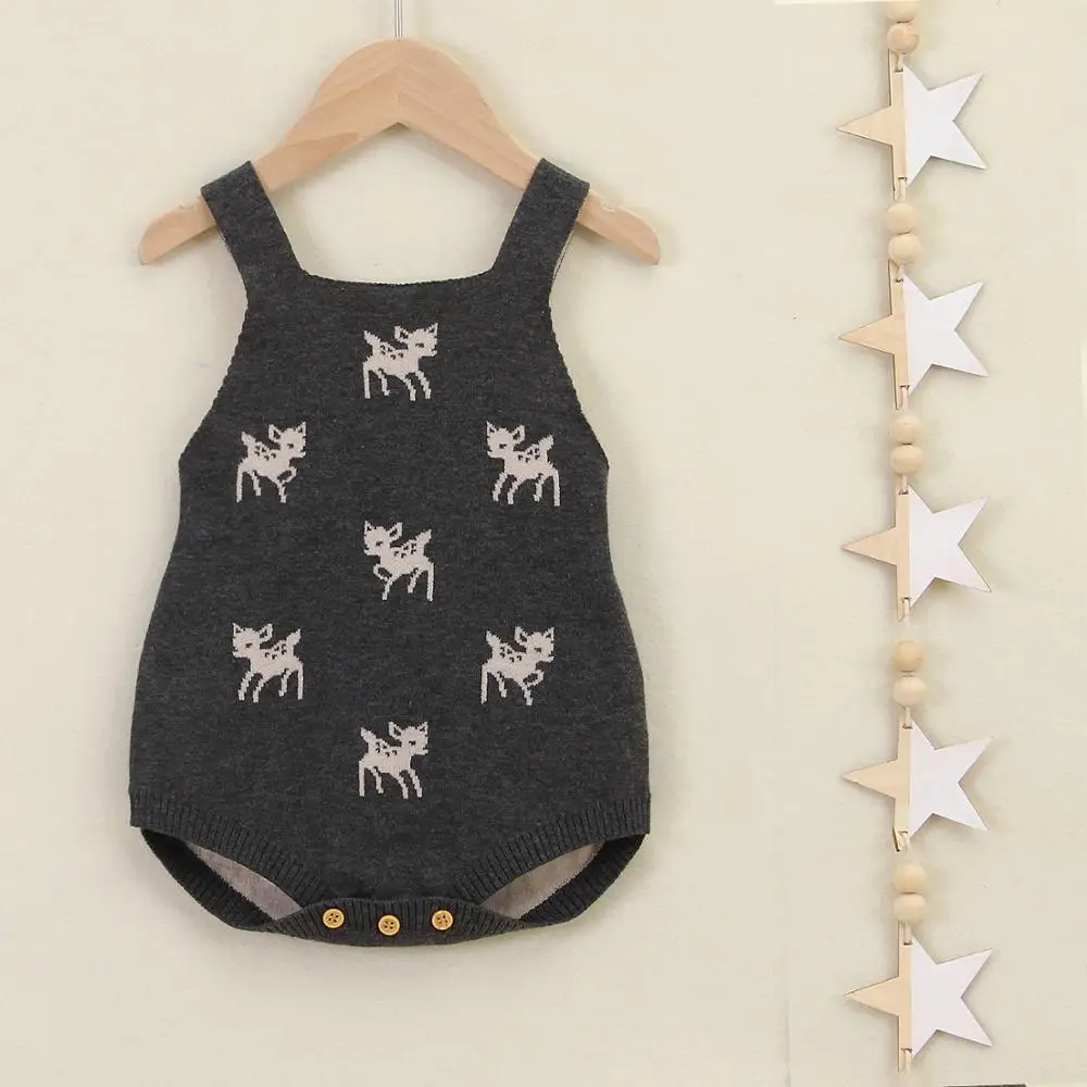 Baby Bodysuits Sleeveless Newborn Bebes Onesie Tops Funny Deer Knitted Infant Kids Bebes Body Suits Toddler Boys Girls Jumpsuits