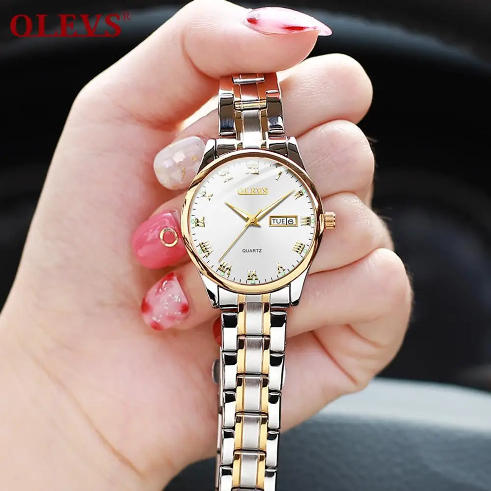 

OLEVS Authentic brand couple watches for lovers Valentine's Day gift clock women Stainless steel luxury men quartz wristwatches