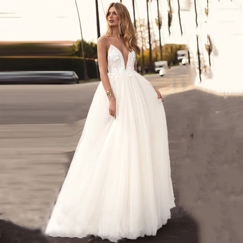 Eightree A Line Boho свадебный наряд с цветочной аппликацией vestido de noiva свадебное платье на тонких бретельках халат de soiree свадебное платье