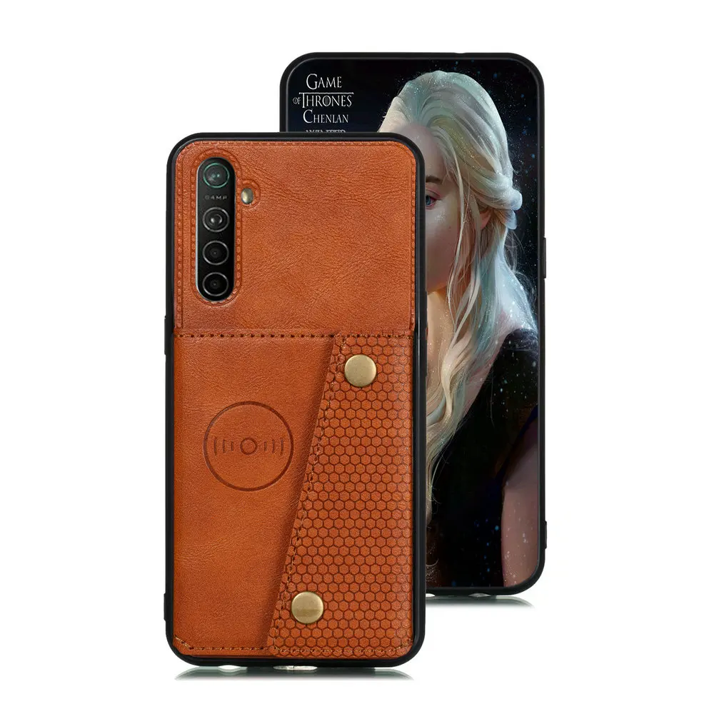 

Realme X2 XT 5i 5 i Card Slot Leather Case TPU Bumper for Oppo Realme 5 Pro Case Real Me 3 Pro X 2 T 2X TX Shockproof Flip Case