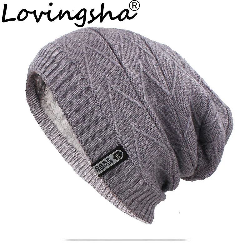 LOVINGSHA Women Men Winter Warm Hat For Adult Unisex Outdoor New Wool Knitted Beanies Skullies Casual Cotton Hats Cap HT143 skully with the brim