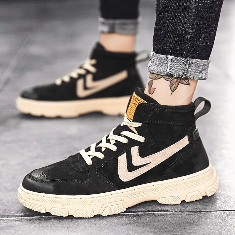 

Fashion Martin Boots Male Genuine Leather Autumn And Winter Down In In High Help Work Clothes Boots England Classic Boots