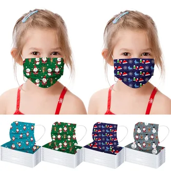

50PCS Child Christmas Printed Mask Disposable Breathable Dust-Proof Face Mask 3Ply Loop Protection Face Masks Free shipping