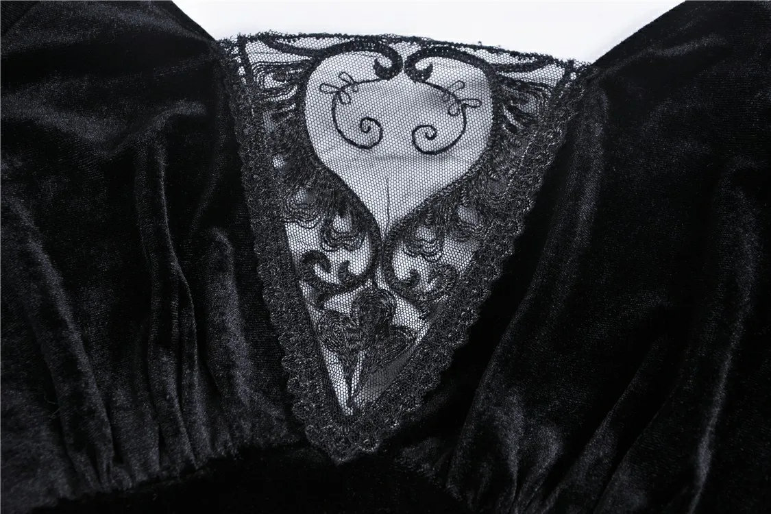 Darkinlove женские готические Многослойные бархатные футболки с рукавами Топы с кружевными длинными рукавами TW215