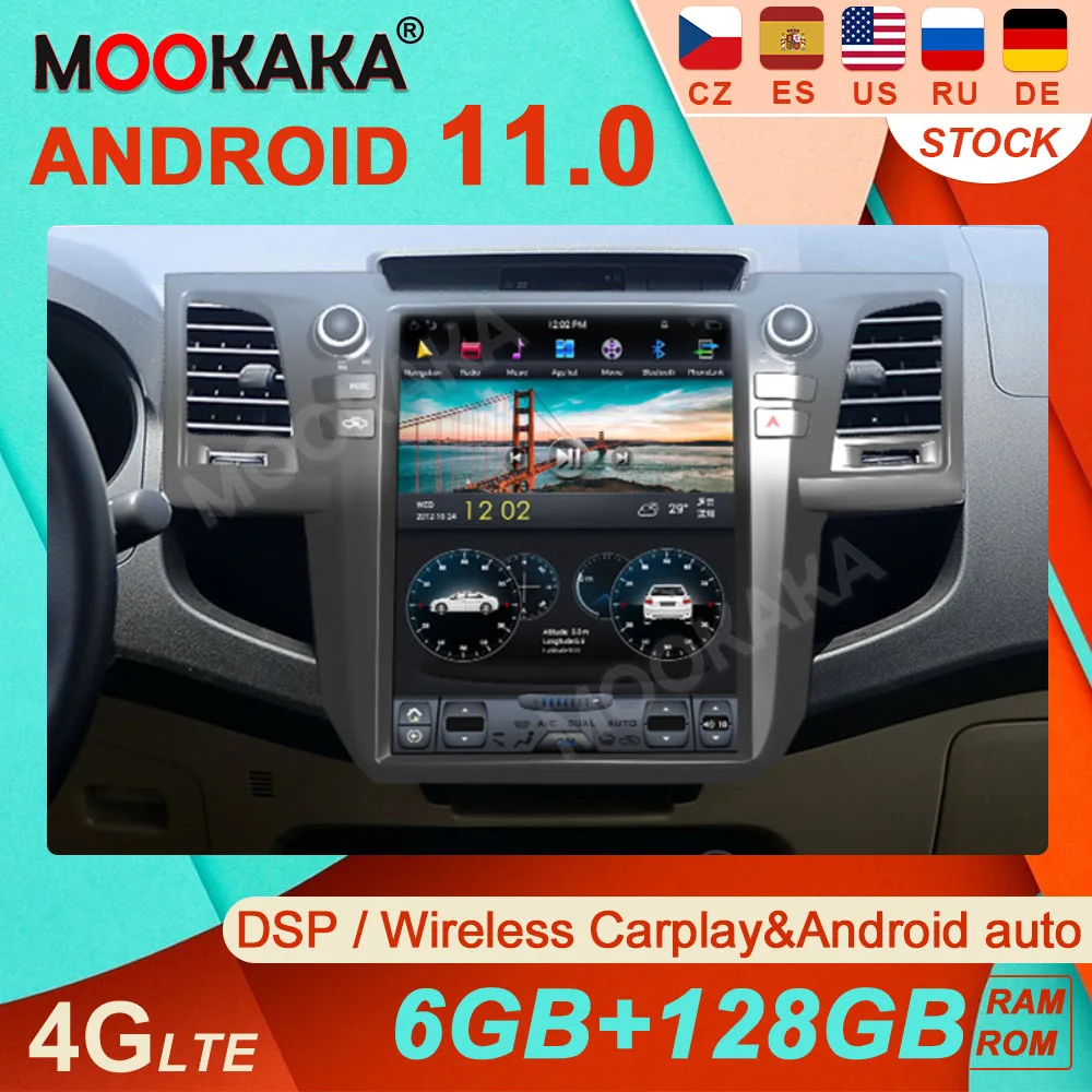 128g Android 11 For Toyota Fortuner 20072015 Tesla 12‘ Vertical Screen