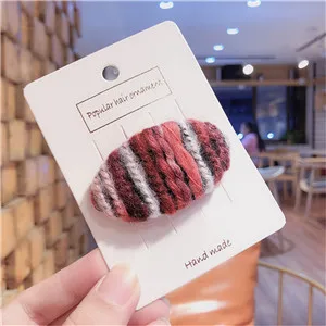 Purple Oval Корейский стиль, вязанные полосатые детские заколки для волос, заколки для девочек, детские аксессуары для волос - Цвет: Purple Oval