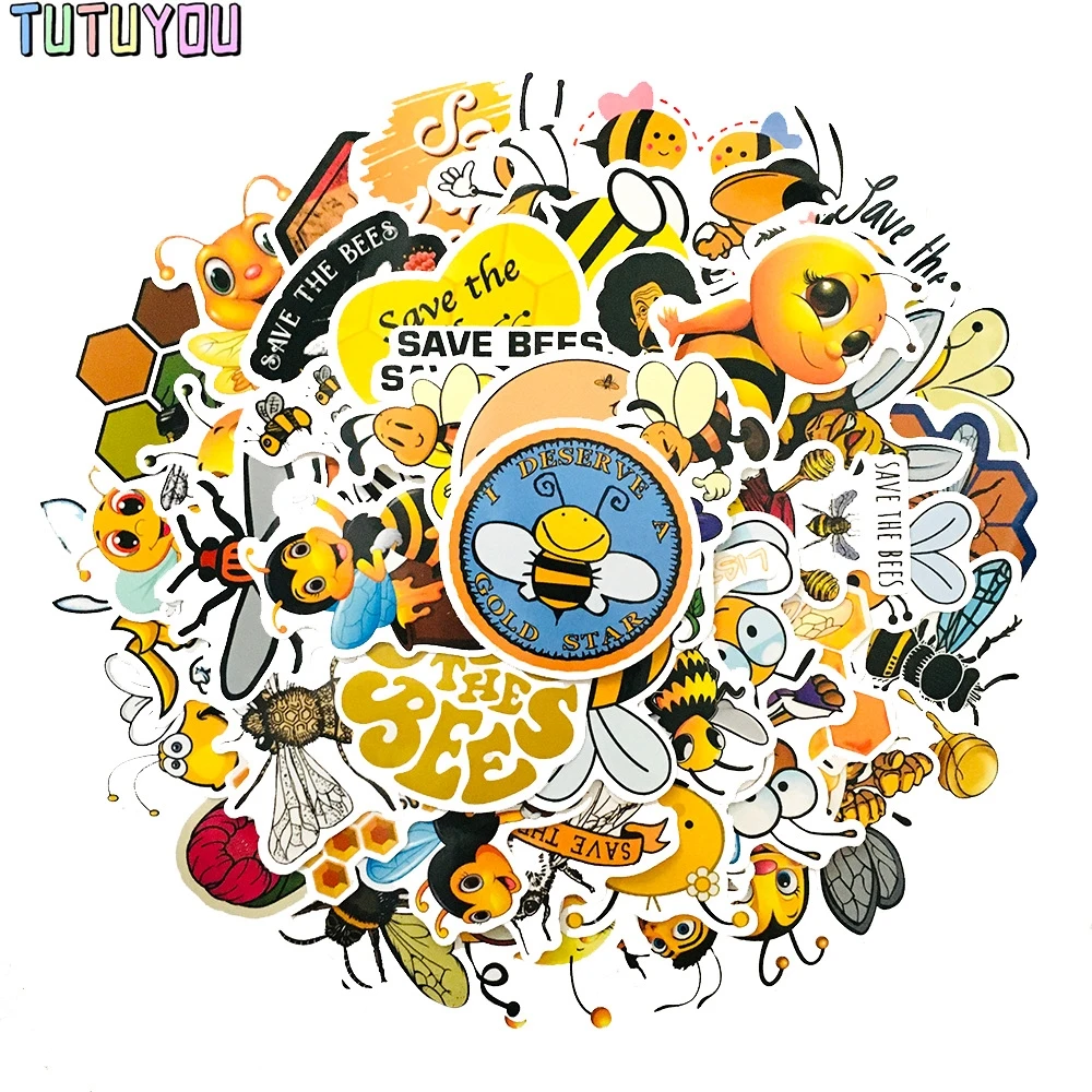 

PC2099 50pcs/set Industrious Little Bee Sticker Waterproof Suitcase Notebook Scooter Refrigerator Water Cup Sticker Wholesale