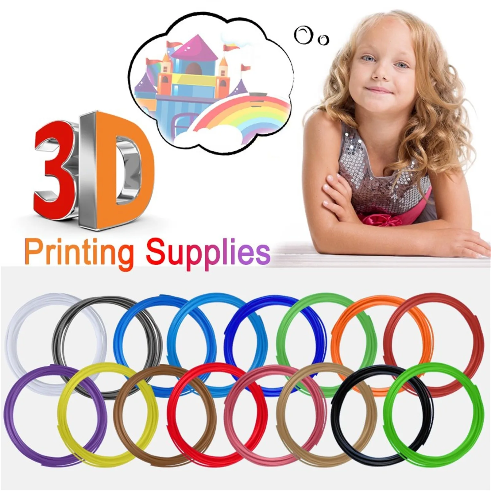 3D Pen Filament 16 Colours 5 m Each-3D Pen Filament 1.75 mm Paint Set printing materials for Printer pen