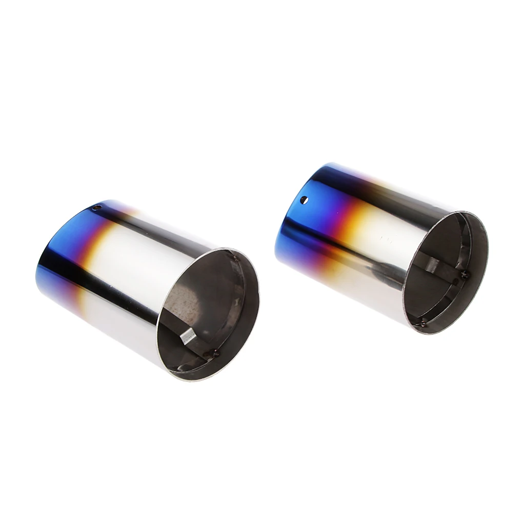 2 Pieces Stainless Steel Car Exhaust Muffler Tip Pipes Covers for Audi A4 A3 A5 A6 (Blue)