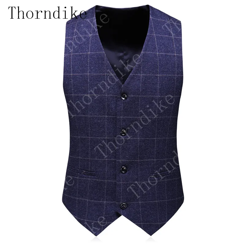 Thorndike(пиджак+ жилет+ брюки), новинка, мужской модный бутик, клетчатый Свадебный костюм, 3 предмета, мужской деловой смокинг