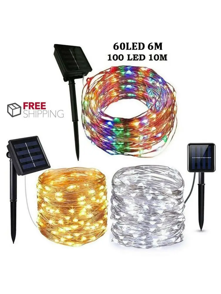 LED Outdoor Solar Lamp String Lights 60/100 LEDs Fairy Holiday Christmas Party Garland Solar Garden Waterproof 6m 10m Decor outside fairy lights