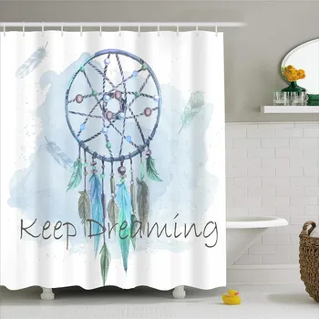 

100% Polyester Bath Curtain for Bathroom Feather Print Decoration Shower Curtains Waterproof Bathroom Curtain