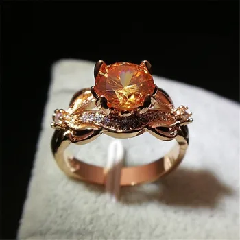 

14K Rose Gold Diamond Bow Ring Romantic Engagemend Diamond Jewelry Wedding Gemstone Brincos Mulheres Ring for Lovers' Topaz Ring