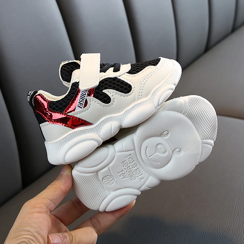 Высококачественная детская обувь с мишками; детская Вулканизированная обувь; повседневные кроссовки; модная сетчатая дышащая Жесткая Резиновая обувь; 3 цвета; кроссовки