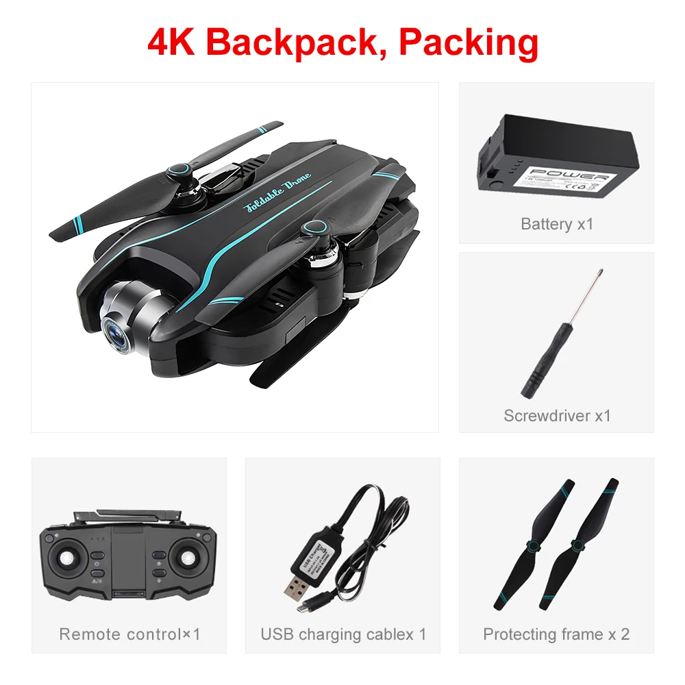 4K backpack Дистанционный Радиоуправляемый квадрокоптер в режиме реального времени FPV Квадрокоптер с 4 K/1080 P HD широкоугольной камерой складной удерживающий высоту прочный Радиоуправляемый Дрон - Цвет: 4K backpack
