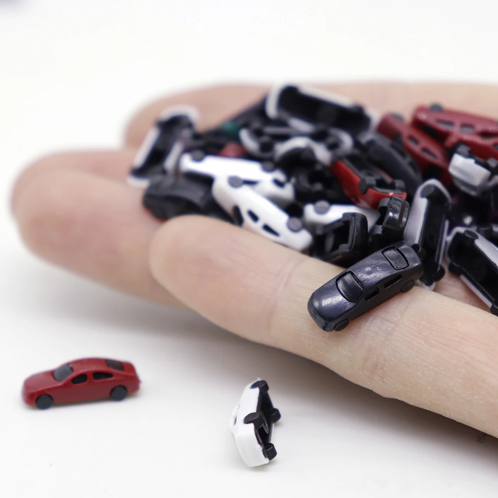 1:300 Scale Miniature Cars Model Toys Painted ABS Plastic Vehicle For Railway Train Street Architecture Building Layout Gifts