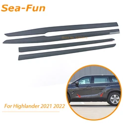 Garniture de porte latérale pour Toyota Highlander 2020 2021, cadre de bande décorative ABS chromé, pièces intérieures en carbone, accessoires 