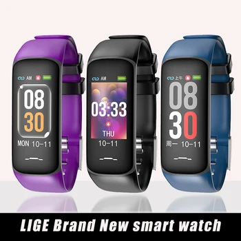 

LIGE New Smart Bracelet Women Physiological Period Heart Rate Blood Pressure Monitor Exercise fitness tracker Smart Band Men+Box