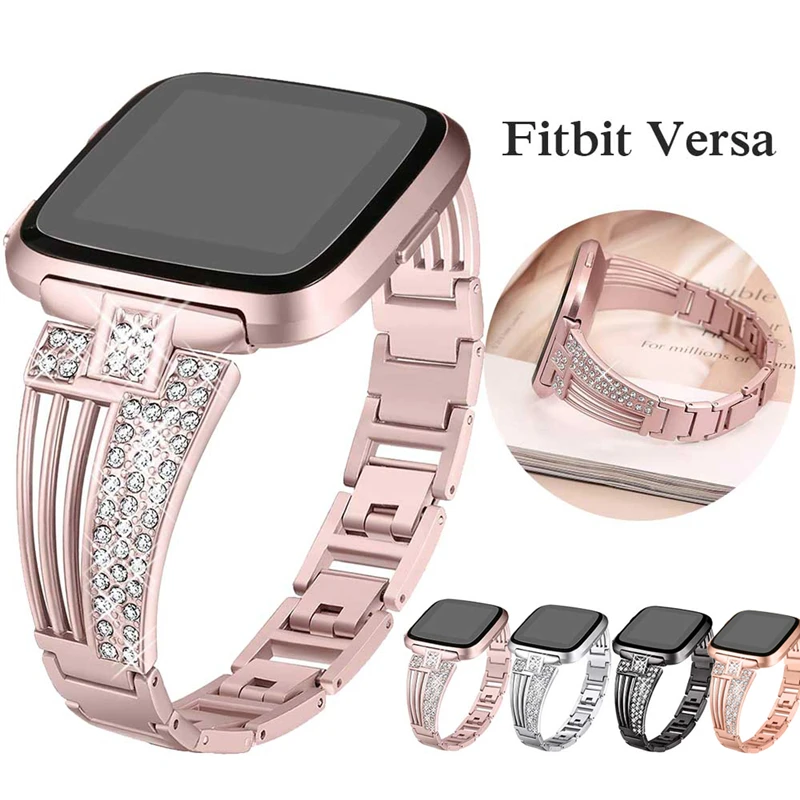 Для Fitbit Versa/Versa Lite ремешок для часов из нержавеющей стали Женский сменный браслет с бриллиантами для смарт-часов Fitbit Versa