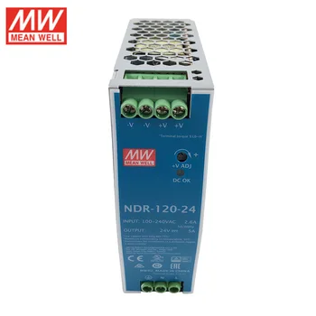 

MEAN WELL NDR-120-24 120W 24V DIN Rail Switching Power Supply 110V/220V AC to 24V DC 5A Industrial Power Unit PSU Transformer