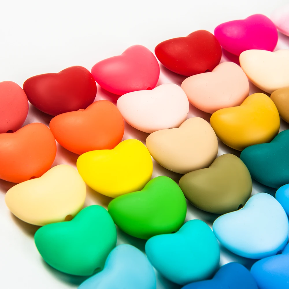 10pcs Heart Silicone Beads Teether Chewable Teething BPA Free Newborn Nursing Baby Pearl Pacifier Clips Food Grade teething toys silicone teething toys baby teething toys silicone teether silicone teething beads