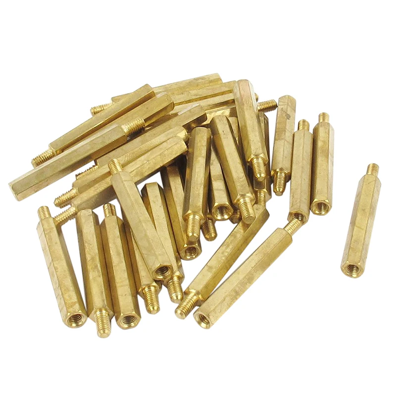 30Pcs M3 3mm Male Female Brass PCB Spacer Hex Stand-Off Pillar 30mm | Строительство и ремонт