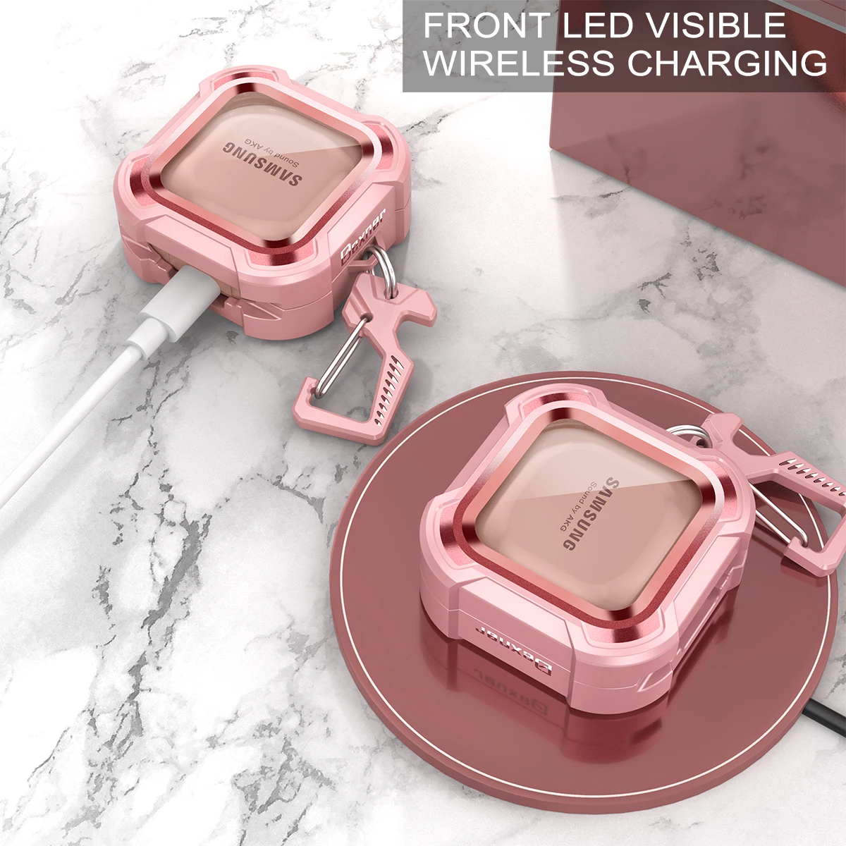 Wireless Earphone Charging Box For Samsung Galaxy Buds Live Bluetooth Headset Protective Shockproof Cover Box With Buckle