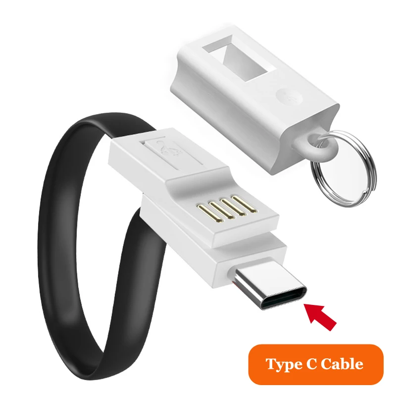 Брелок usb type-C кабель для быстрой зарядки для samsung Redmi Note 7 зарядное устройство Usbc type-C брелок шнур короткий кабель Micro USB