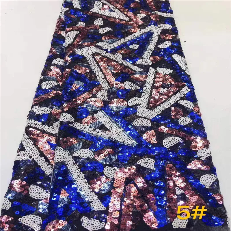 

2019 High Quality African Lace Fabric French Net Embroidery Multicolor Sequins Tulle Lace Fabric For Nigerian Party