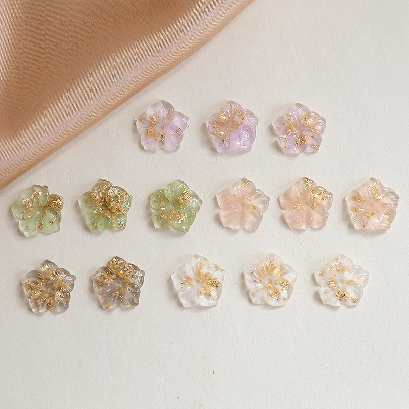 

Spring style 50pcs/lot flower shape perforation resin beads diy jewelry fit garment/earring pendant accessory