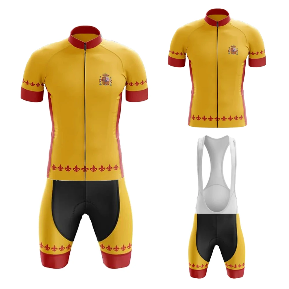Spain Cycling Jersey Set Ciclismo Masculino Bib Short Gel Breathable