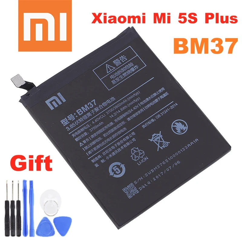 100% Оригинальный аккумулятор Xiaomi BM37 для Mi 5S Plus MI5S высококачественные сменные