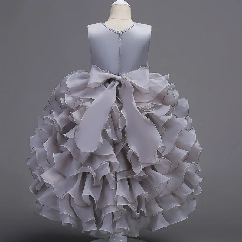 Пышное Платье с цветочным узором для девочек; детский элегантный костюм принцессы для вечеринки; детская одежда; бальное платье; vestidos de comunion