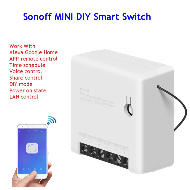1 шт. Sonoff Мини DIY умный переключатель дистанционного управления Wifi переключатель Поддержка внешнего переключателя работа с Alexa Google Home умный дом