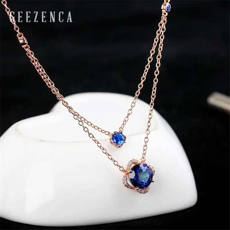 18K Gold Plated 925 пробы Серебряное колье с натуральным голубым топазом, хорошее ювелирное изделие для женщин, дизайнерское модное золотое ожерелье с подвеской, вечерние, подарок - Цвет камня: 18K Gold Plated