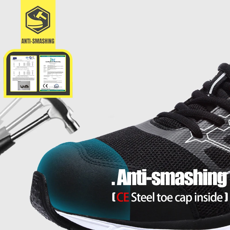 Мужские безопасные ботинки LARNMERN легкие дышащие Нескользящие со стальным носком