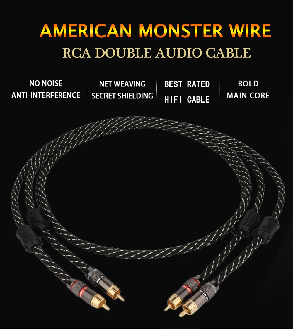 Par de cables RCA estéreo HIFI de alto rendimiento, Cable de