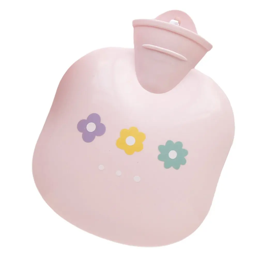 Small flower pink Пластиковая бутылка для горячей воды с защитой от взрыва и мультяшным принтом, милый теплый мешок для воды 500 мл - Цвет: Small flower pink
