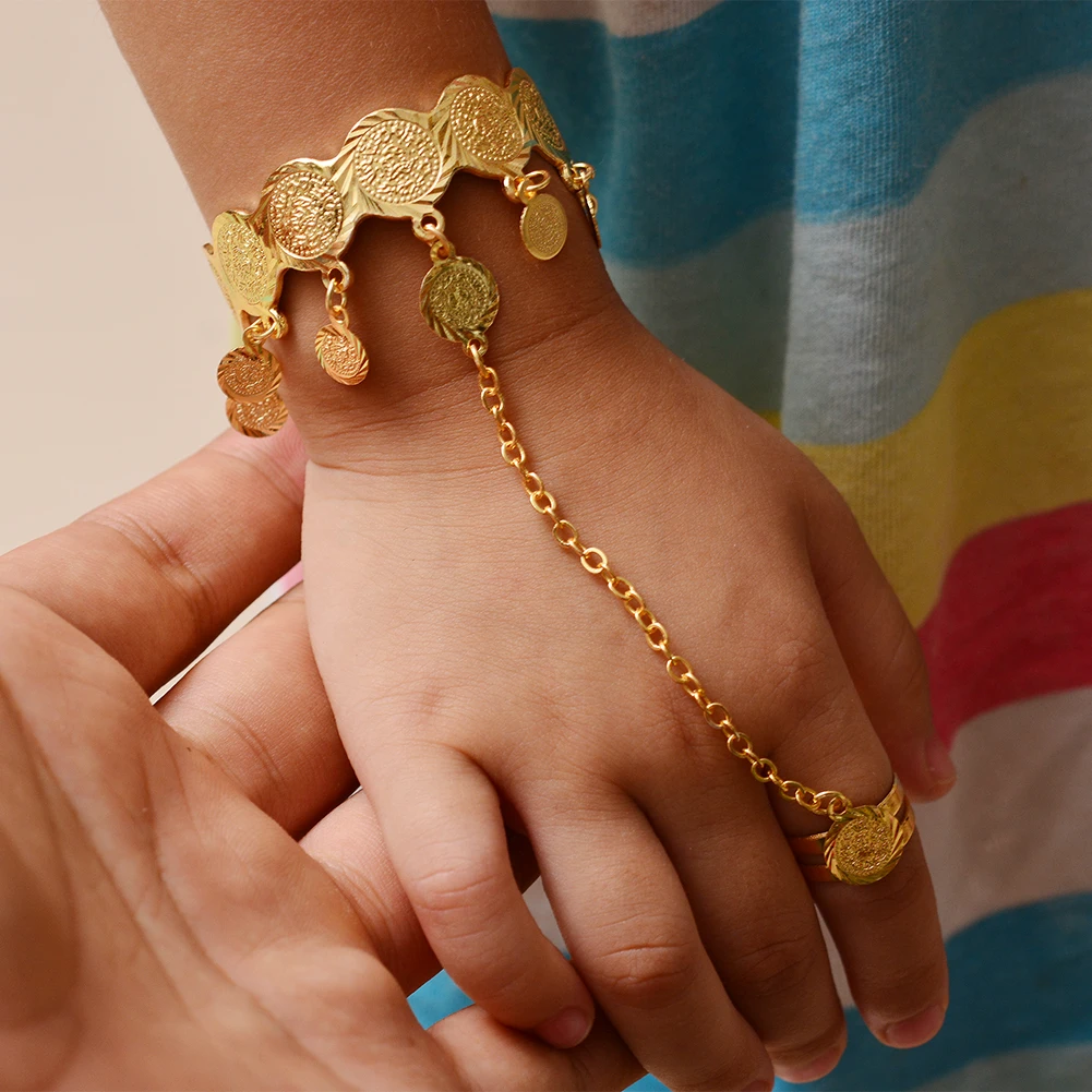 Uminoeki Wando Gelang Emas Untuk Anak Perempuan Anak Perempuan Tembaga Bayi Gelang Dengan Cincin Dubai Afrika Arab Koin Gelang Arab Perhiasan Bangles Aliexpress