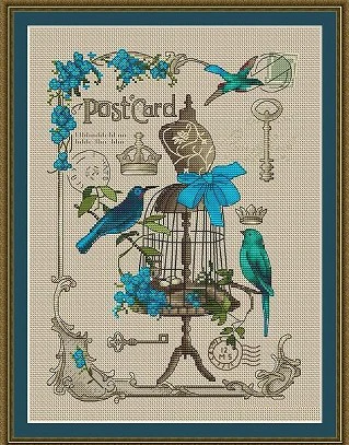 

Needlework 14CT Cross Stitch, DIY Count Cross Stitch, Embroidery Set, Blue green tailor shop