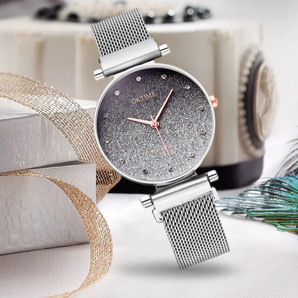 Reloj mujer модные женские часы небесные часы с магнитным ремешком женские кварцевые наручные часы с бриллиантами bayan kol saati