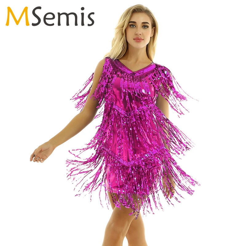 Latin Dance Costume Women Ballroom Tango Salsa Cha Cha Tassel Latin