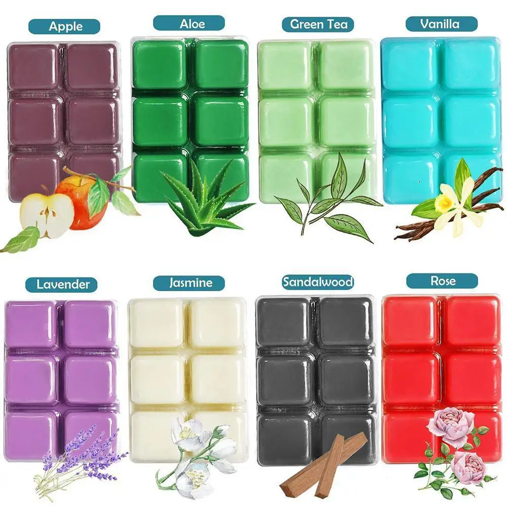 

Scented Wax Melts Air Freshener, Soy Wax Warmer Cubes Rose Sandalwood Tea Aloe Lavender Jasmine Vanilla Green Apple U3R2