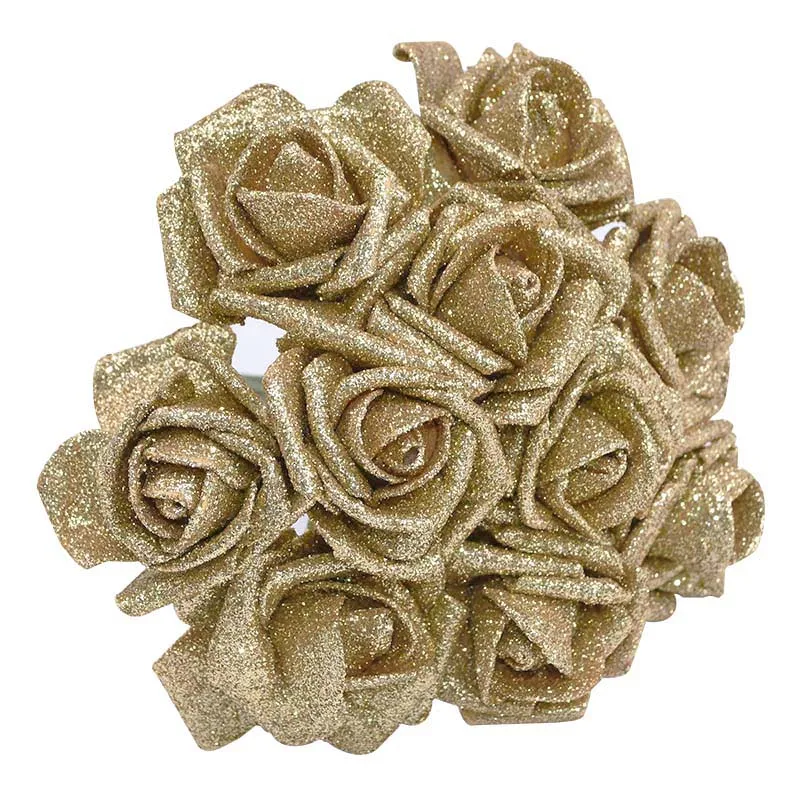10pcs/lot 6cm Glitter Foam Rose Artificial Flower Bridal Bouquet for Home Wedding Decoration Scrapbook DIY Handcarft Fake | Дом и сад