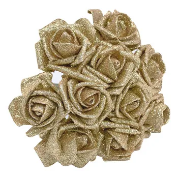 

10pcs/lot 6cm Glitter Foam Rose Artificial Flower Bridal Bouquet for Home Wedding Decoration Scrapbook DIY Handcarft Fake Flower