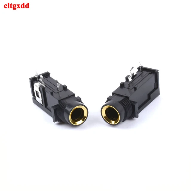 2Pcs/Lot 6.35mm Stereo Audio Socket Microphone Headphone Female Phone Jack  3Pin PCB Chassis Panel Connector With Nut