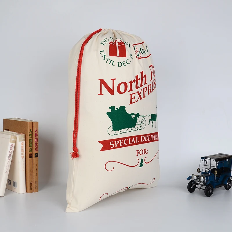 Персонализированные рождественские мешки для чулок подарочная сумочка на Рождество Санта Клауса хлопковый льняной мешок-держатель мешок для конфет